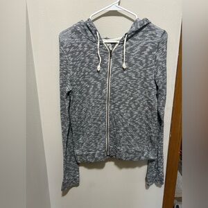 Mudd Women's Heathered Gray Zip-Up Hoodie